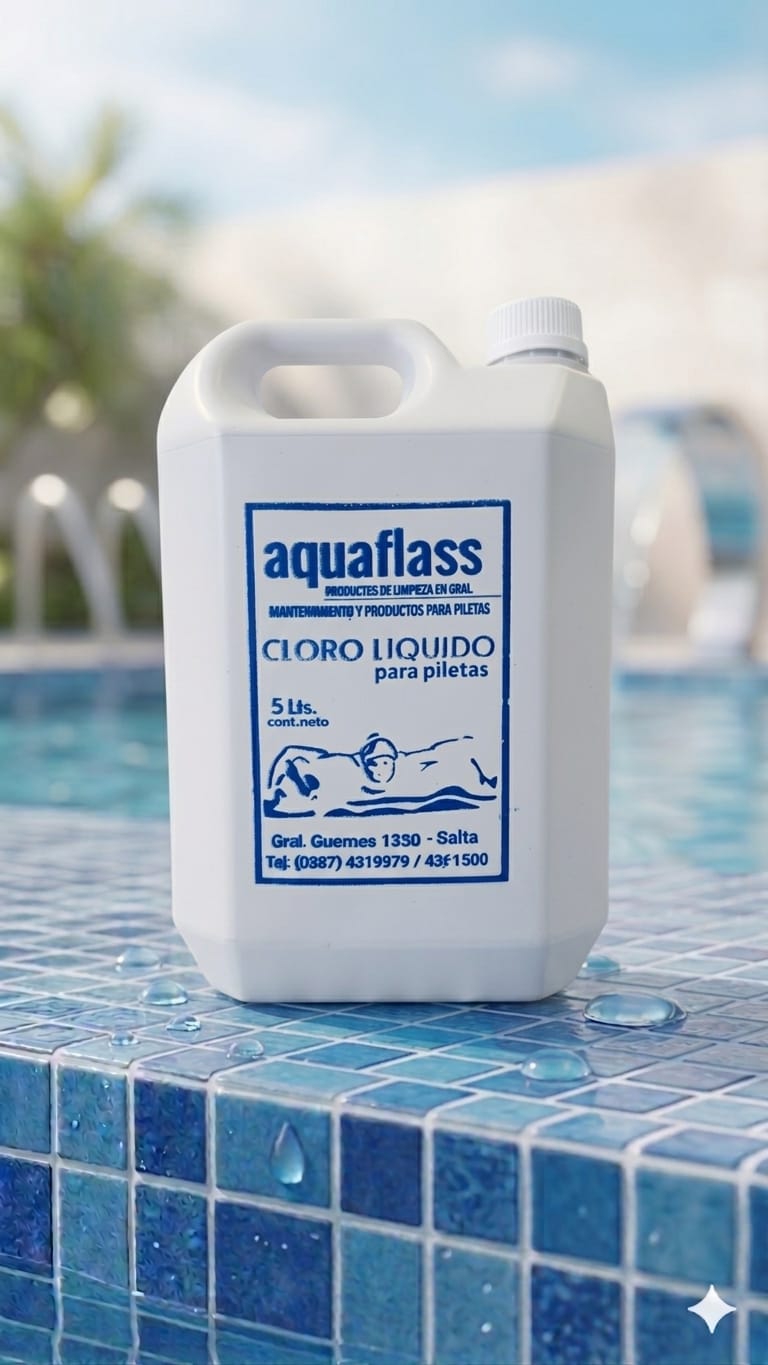 Cloro liquido aquaflass x 5lts